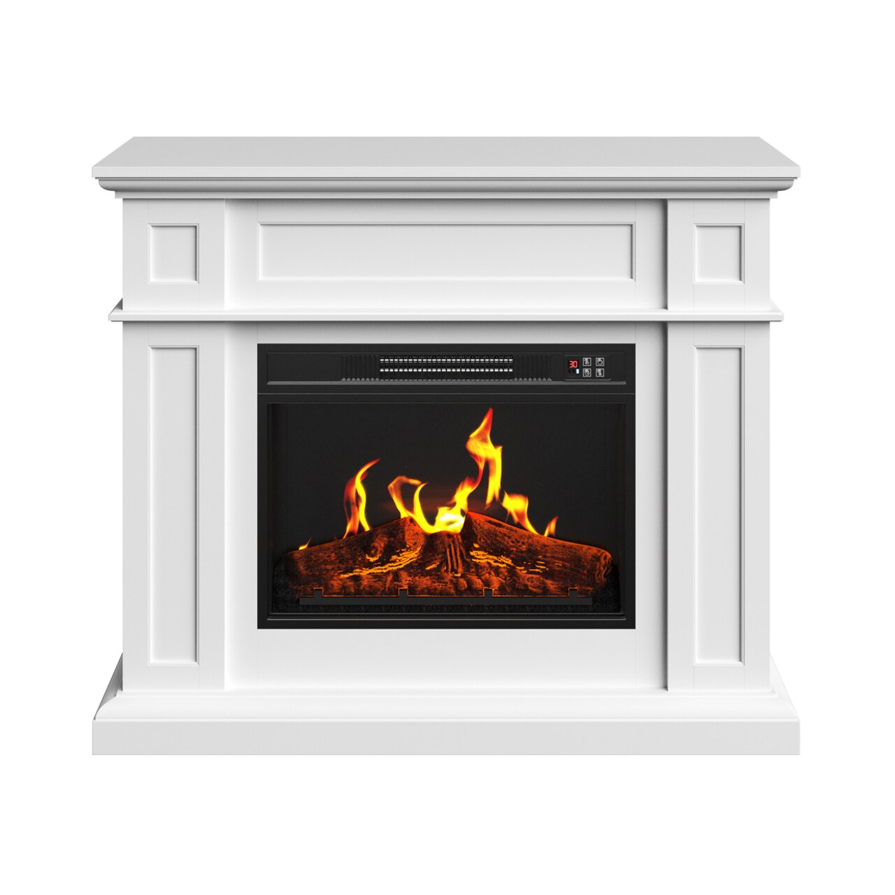 Electric Fireplace With Mantel Freestanding Heater White 1400W Indoor Decor